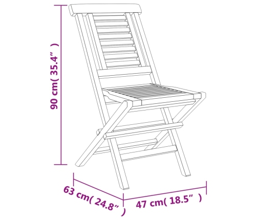 vidaXL Sillas de jardín plegables 4 uds madera maciza teca 47x63x90 cm