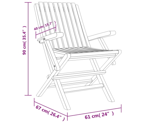 Sillas de jardín plegables 6 uds madera maciza teca 61x67x90 cm