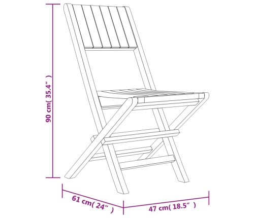 Sillas de jardín plegables 4 uds madera maciza teca 47x61x90 cm