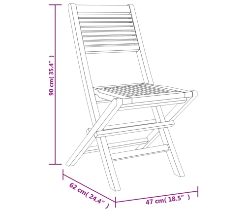 Sillas de jardín plegables 4 uds madera maciza teca 47x62x90 cm