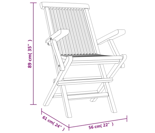 vidaXL Sillas de jardín plegables 4 uds madera maciza teca 56x61x89 cm