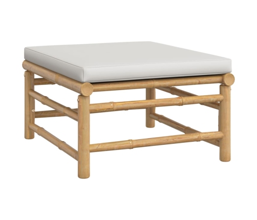 Set de muebles de jardín 6 piezas bambú con cojines gris claro