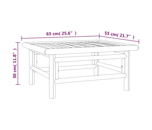 Set de muebles de jardín 6 piezas bambú con cojines gris claro