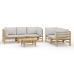 Set de muebles de jardín 6 piezas bambú con cojines gris claro