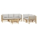 Set de muebles de jardín 6 piezas bambú con cojines gris claro