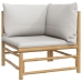 Set de muebles de jardín 9 piezas bambú y cojines gris claro