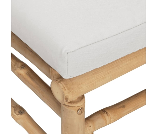Set de muebles de jardín 9 piezas bambú y cojines gris claro