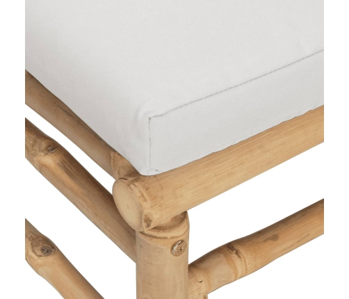 Set de muebles de jardín 6 piezas bambú con cojines gris claro