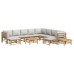 Set de muebles de jardín 12 piezas bambú y cojines gris claro