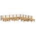 Set de muebles de jardín 12 piezas bambú y cojines gris claro