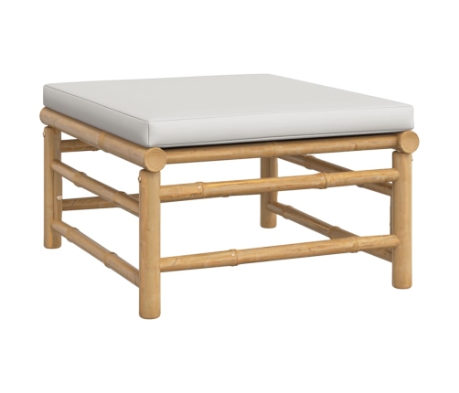 Set de muebles de jardín 12 piezas bambú y cojines gris claro