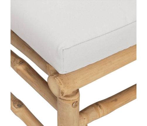 Set de muebles de jardín 12 piezas bambú y cojines gris claro