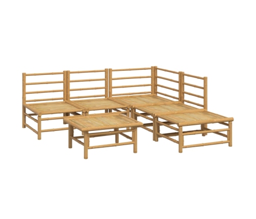 Set de muebles de jardín 6 piezas bambú con cojines gris claro
