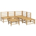 Set de muebles de jardín 6 piezas bambú con cojines gris claro