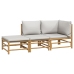 Set de muebles de jardín 3 piezas bambú y cojines gris claro