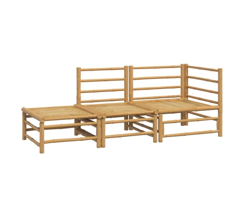 Set de muebles de jardín 3 piezas bambú y cojines gris claro