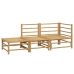 Set de muebles de jardín 3 piezas bambú y cojines gris claro