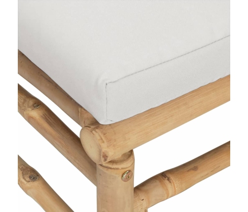 Set de muebles de jardín 3 piezas bambú y cojines gris claro