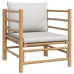 Set de muebles de jardín 7 piezas bambú y cojines gris claro