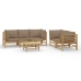 Set de muebles de jardín 6 piezas bambú con cojines gris taupé