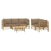 Set de muebles de jardín 6 piezas bambú con cojines gris taupé