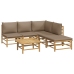 Set de muebles de jardín 6 piezas bambú con cojines gris taupé