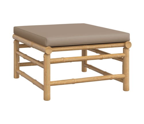 Set de muebles de jardín 6 piezas bambú con cojines gris taupé