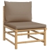 Set de muebles de jardín 7 piezas bambú y cojines gris taupe