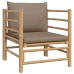 Set de muebles de jardín 7 piezas bambú y cojines gris taupe