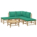 Set de muebles de jardín 6 piezas bambú con cojines verde