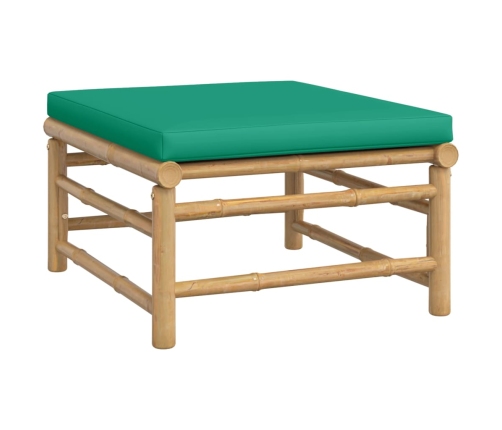 Set de muebles de jardín 6 piezas bambú con cojines verde