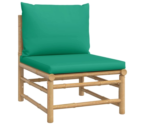 Set de muebles de jardín 12 piezas bambú con cojines verde