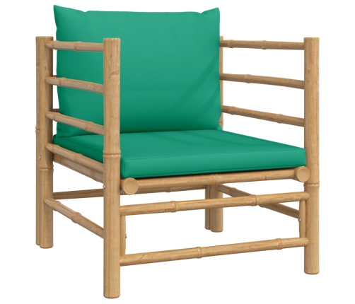 Set de muebles de jardín 12 piezas bambú con cojines verde