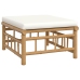 Set de muebles de jardín 4 piezas bambú y cojines blanco crema