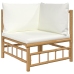 Set de muebles de jardín 12 piezas bambú y cojines blanco crema
