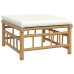 Set de muebles de jardín 12 piezas bambú y cojines blanco crema
