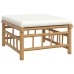 Set de muebles de jardín 7 piezas bambú y cojines blanco crema