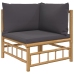 Set de muebles de jardín 6 piezas bambú con cojines gris oscuro