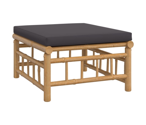 Set de muebles de jardín 6 piezas bambú con cojines gris oscuro