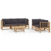 Set de muebles de jardín 6 piezas bambú con cojines gris oscuro
