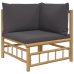 Set de muebles de jardín 6 piezas bambú con cojines gris oscuro