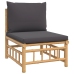 Set de muebles de jardín 6 piezas bambú con cojines gris oscuro