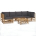 Set de muebles de jardín 7 piezas bambú con cojines gris oscuro