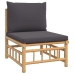 Set de muebles de jardín 7 piezas bambú con cojines gris oscuro