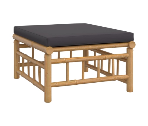 Set de muebles de jardín 6 piezas bambú con cojines gris oscuro