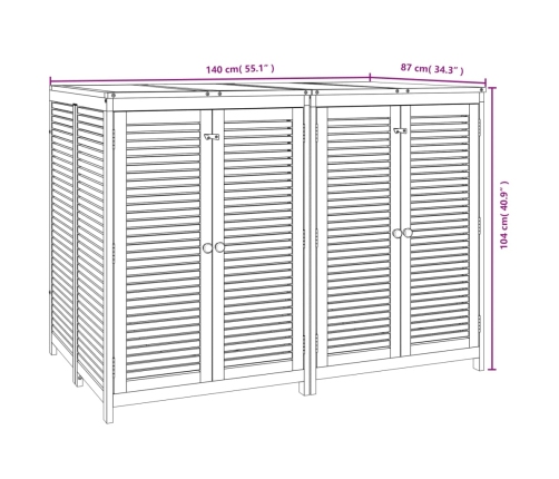 Caja de almacenaje de jardín madera maciza acacia 140x87x104 cm