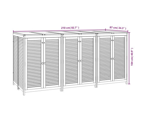 Caja de almacenaje de jardín madera maciza acacia 210x87x104 cm