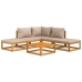 Set muebles de jardín 6 pzas madera maciza y cojines gris taupé