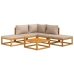 Set muebles de jardín 6 pzas madera maciza y cojines gris taupé