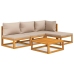 Set muebles de jardín 5 pzas madera maciza y cojines gris taupé